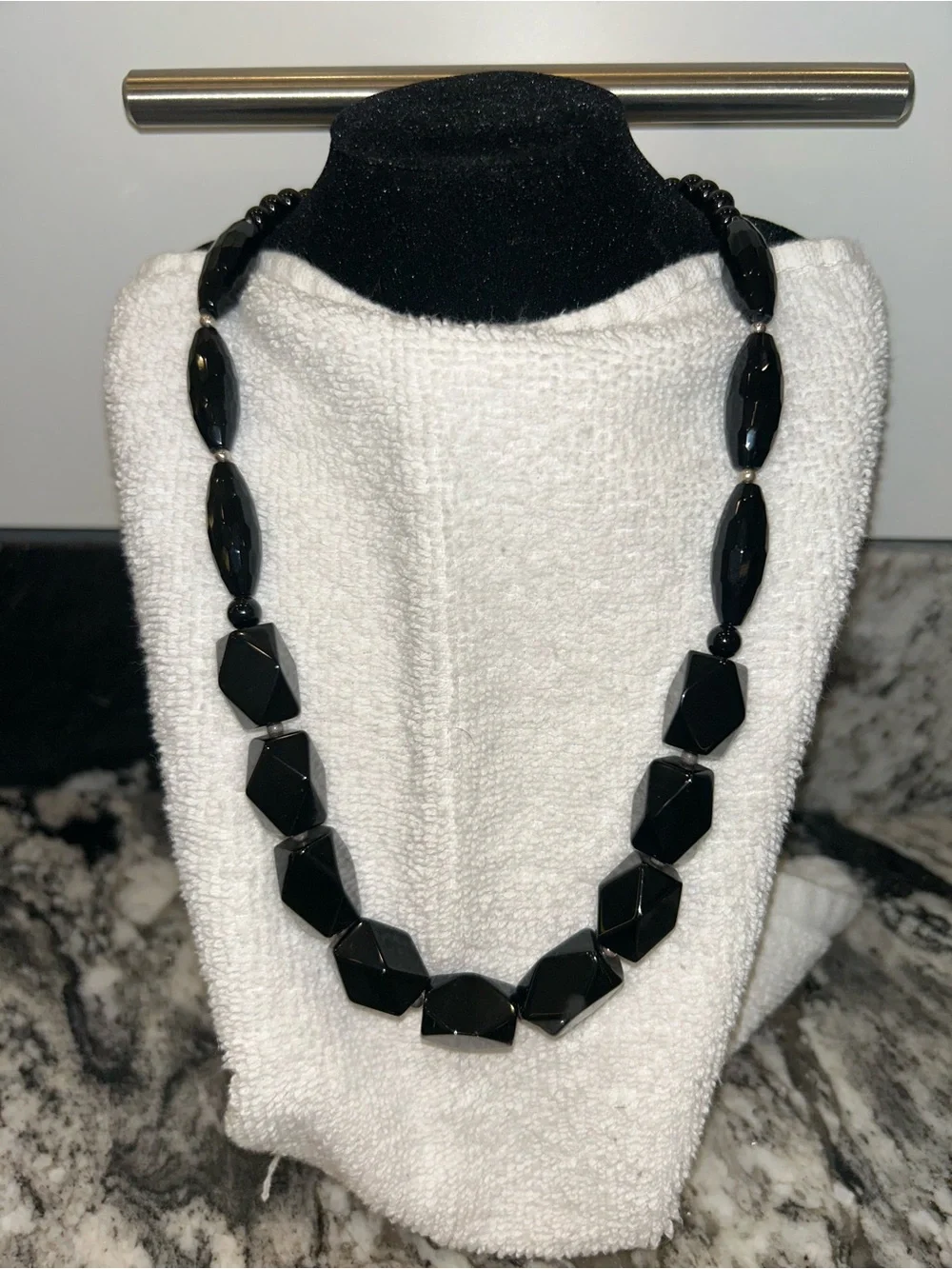 Black Faceted Statement Necklace - Women Jewelry Black onyx &  Silver
